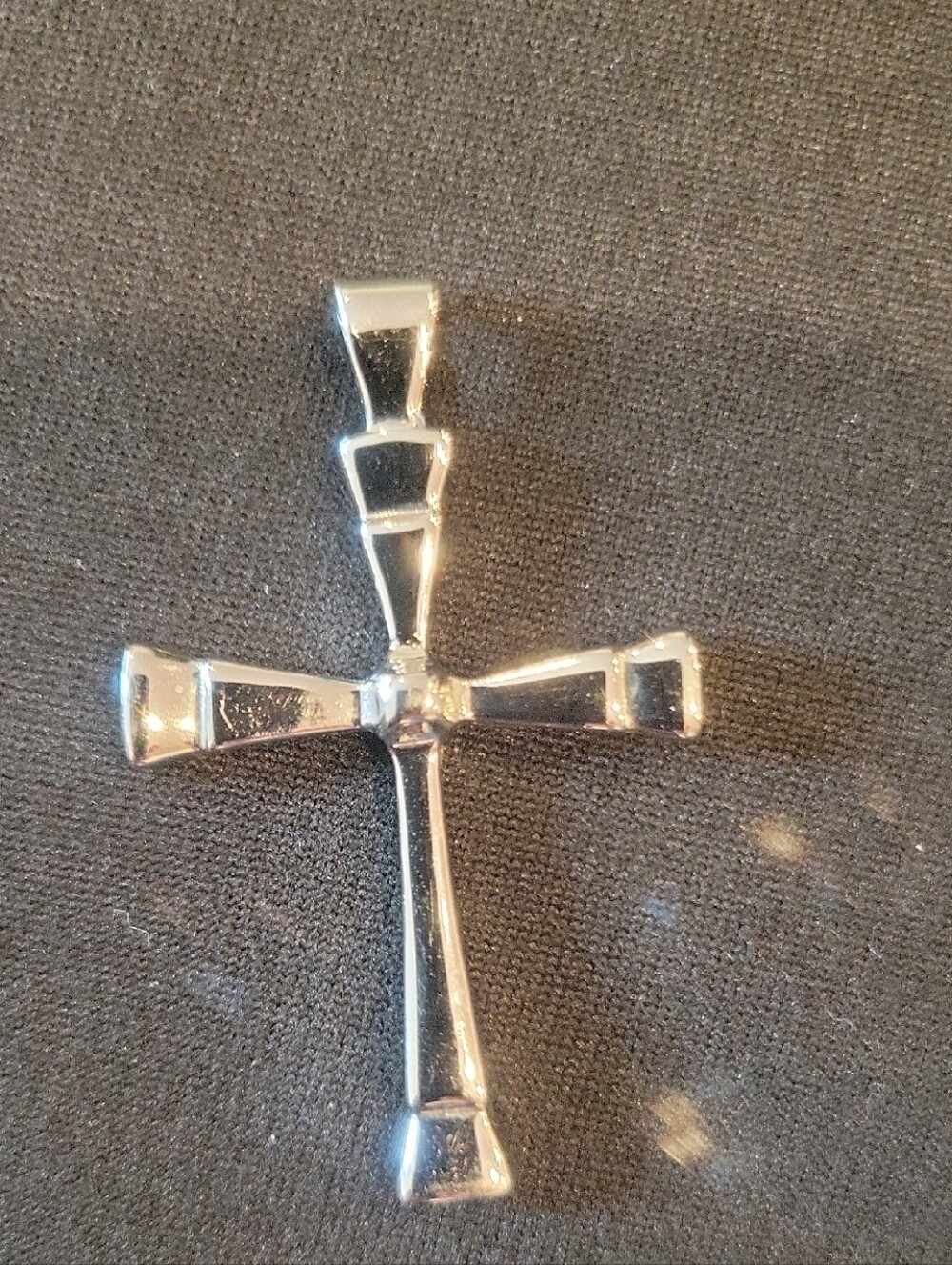 925 Stamped Silver Cross Pendant Highly Polished Metal